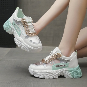 Platform mesh flats for women, fashionable casual sneakers, height-increasing chunky sneakers