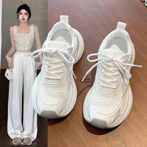 Breathable mesh shoes, thick sole, lightweight running casual dad shoes